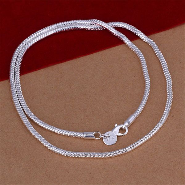 

high grade 3mm snake bone necklace men sterling silver plated necklace stsn192, brand new fashion 925 silver chains necklace factory sale