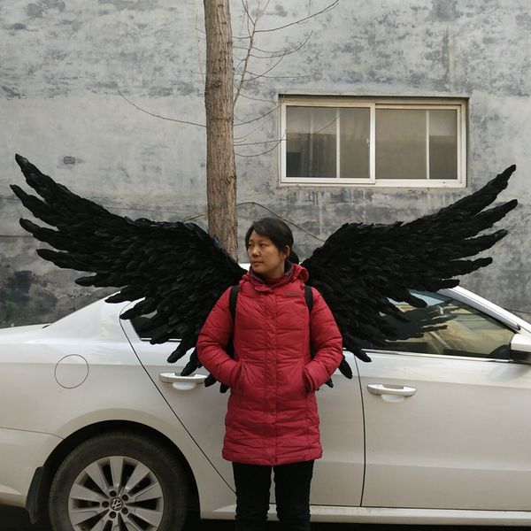 

большие черные крылья дьявола партии свадебные украшения customized высокое качество взрослого инвалида реквизита pure ручной работы ems сво