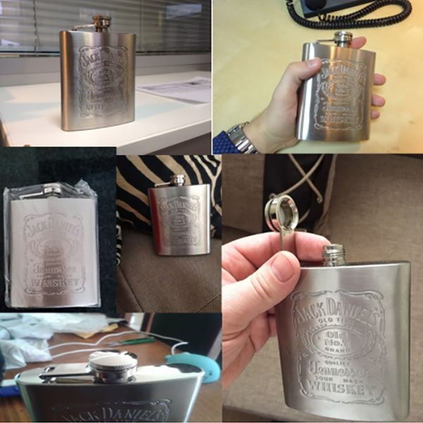 

7oz stainless steel hip flask with box whiskey honest flask bottle mug wisky jerry can travel wine bottle cup hh7-70