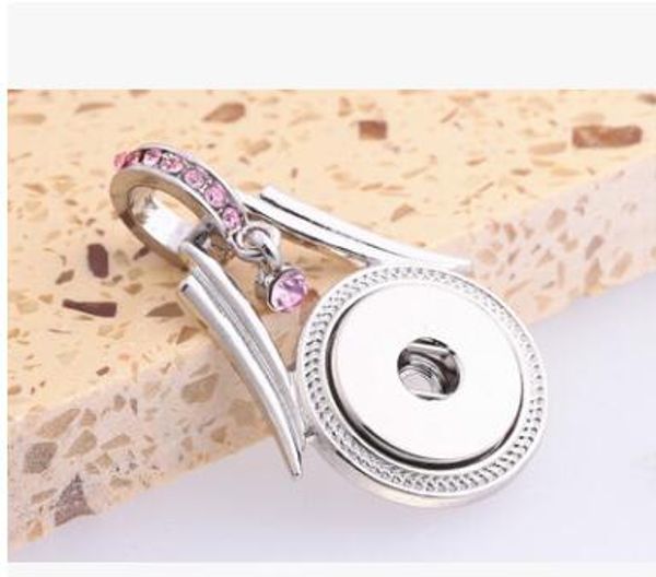 

european noosa button pendant snap button necklace pendant giner button with rhinesotne fit 18mm charm diy interchangeable button, Silver