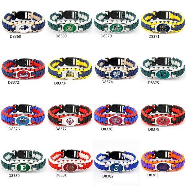 

mix styles football team paracord survival bracelets custom made camping sports bracelet ncaa college charm team umbrella bracelet