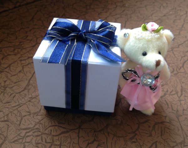 

[simple seven] wholesale romantic gift box for jewelry set, bracelet packing with blue bowknot, wedding ring case, necklace gift package, Black;white