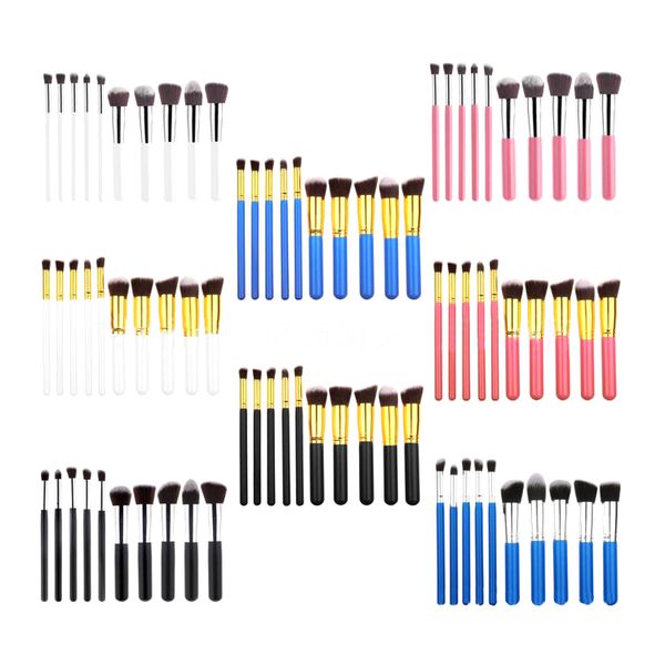 Push-Pop tPennelli per trucco 10 pezzi Set di pennelli per trucco professionali morbidi di qualità superiore Kit di pennelli Kabuki per donna Pennelli per trucco Borsa OPP