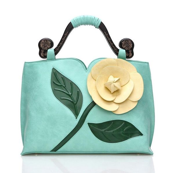 

fashion women 3d stereoscopic rose flower handbag high-end pu leather shoulder handbag bag tote women messenger bag 7 colors