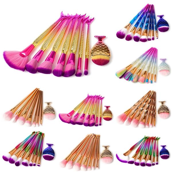 

8pcs/set Mermaid Makeup brushes Set Make Up Brush 3D Diamond Colorful Spiral Bling brushes Fundation Powder Cream Blush Glitter Brush Kit