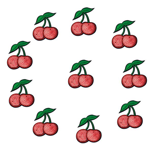 

10pcs sequined cherry patch for clothing bags iron on embroidery patches for jeans diy fabrics for patchwork sew on sequins, Black