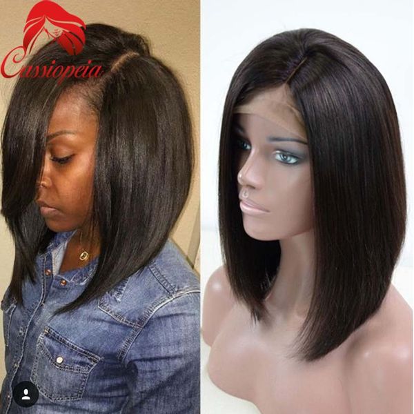 Layered Human Hair Short Bob Wig For Black Women Glueless Lace