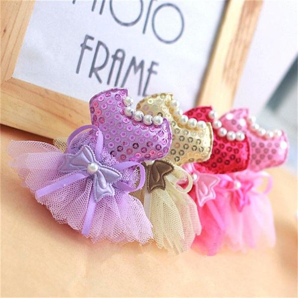 

new arrival full dress princess hair clips cute headwear hairpins shinning round sequins hair grips wholesale, Slivery;white