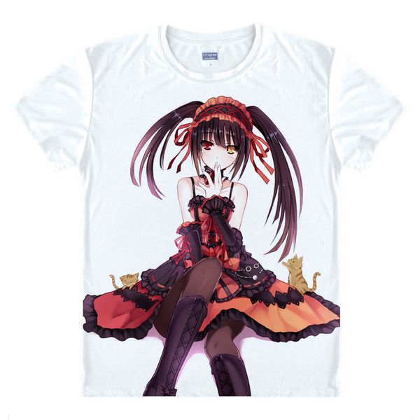 

anime shirt date a live t-shirts multi-style short kurumi tokisaki yoshino cosplay motivs vintage printed shirts tee-style121-no17, White;black