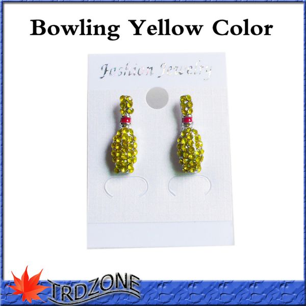 

bowling earrings stud crystal rhinestone silver bling fastpitch earring, Golden;silver