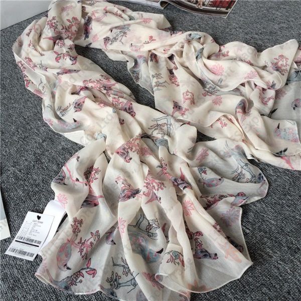 

korean style scarves small fresh pastoral branches of the magpie women winter new scarf shawl 100x180cm 2 colors, Blue;gray