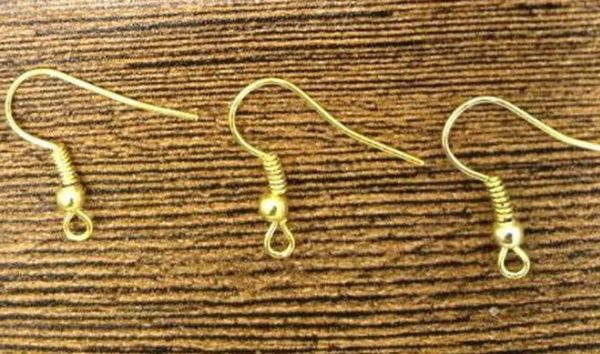

500pcs/lot gold plated earring hooks finding for diy fashion craft jewelry 15mm aw26