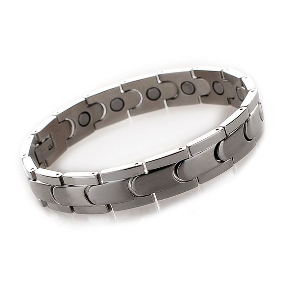 Bracciale rigido con catena a maglie in acciaio al tungsteno, oro, argento, nero, nuova moda, bilancio energetico, sanità, magnete, pietra, bracciali per donna, uomo