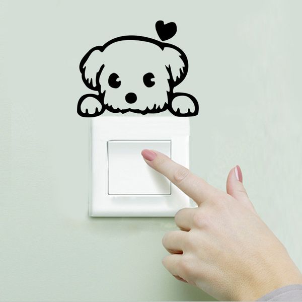 Cartoon amovible Mignon Joli Chat Noir Papillon Socket Commutateur Autocollant Mural