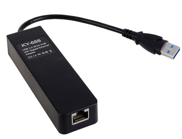 3 bağlantı noktası USB 3.0 Gigabit Ethernet LAN RJ45 Ağ Adaptör Hub'ı PC için 1000Mbps'ye