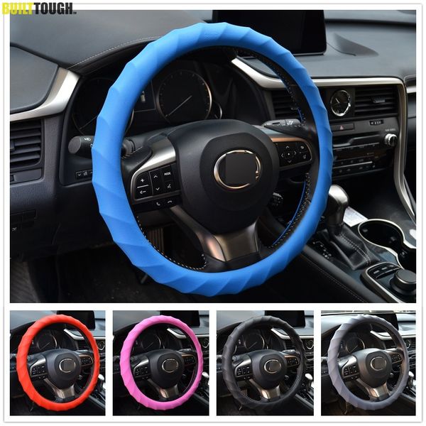 Hot Fashion Texture Soft Silicone Auto Car Steering Wheel Cover Shell Black