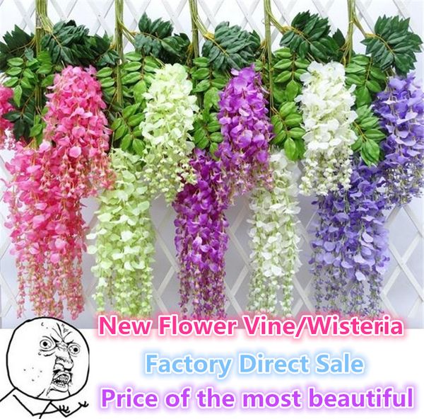 

new flower vine/wisteria wedding decor 110cm 75cm 6 colors artificial decorative flowers garlands for party wedding wreaths b0103