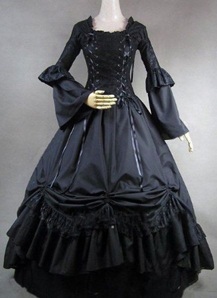 

gt013) long sleeves gothic victorianlolita dress ball gown fancy prom dress halloween party costume xs s m l xl xxl, Black;red