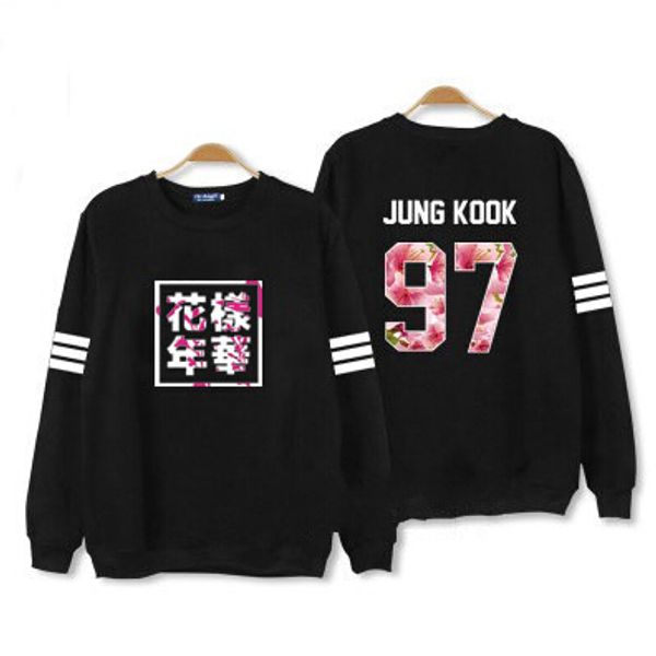 

wholesale- spring autumn kpop bangtan boys new album covers same floral letters printing o neck sweatshirt white black hoodie