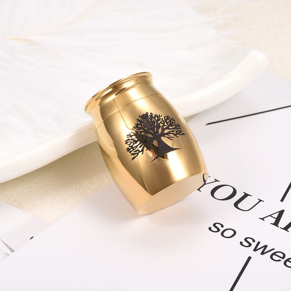 

mini cremation urn for pet ashes jewelry life tree stainless steel memorial keepsake, Silver