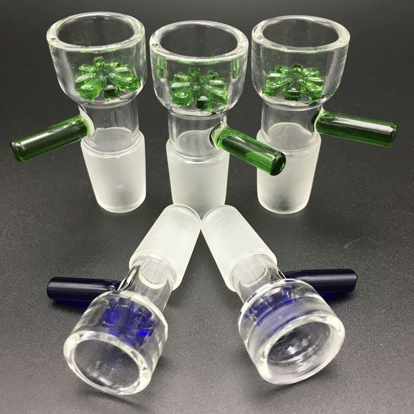 Raucherzubehör 14 mm 18 mm Schiebeglasschale dicke Pyrex-Wasserpfeife grün blau bunte berauschende Schalen für Bongs