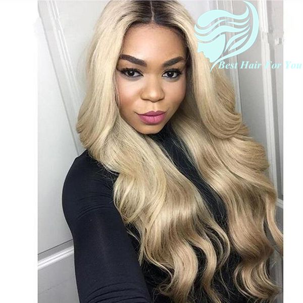 Two Tone Color 1b 613 Brown Blonde Dark Root Ombre Body Wave