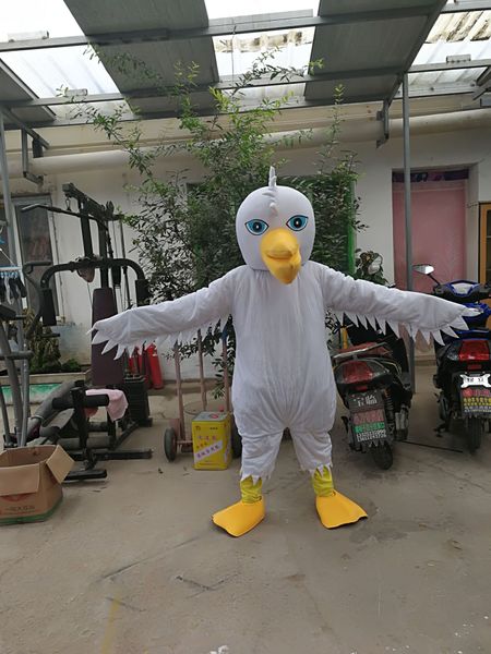 

seller cartoon white pelican mascot costume fancy carnival costume ing, Red;yellow