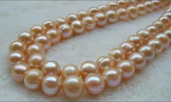 

south sea 12-13mm pink screw thread natural pearl necklace 35inch14k, Silver