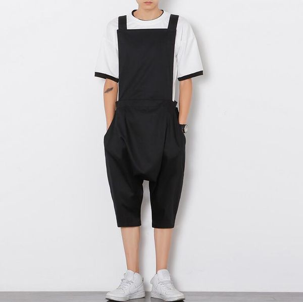 

wholesale-2016 fashion brand trousers rompers for men drop crotch harem pants cargo overalls casual mens pants jumpsuit, Black