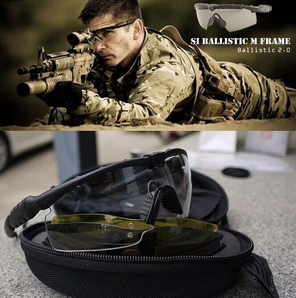 

new si bal m frame 2.0 3 lenses tactical goggles windproof mirror shooting men women sunglasses bicycle cycling eyewear, White;black