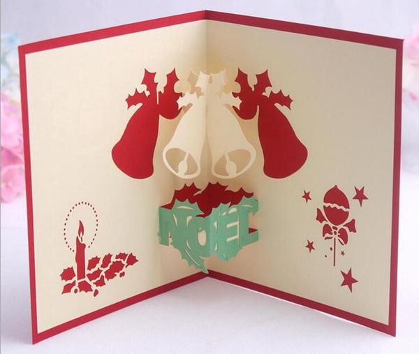 10 adet Bells Mum El Yapımı Kirigami Origami 3D Pop UP Tebrik Kartları Davetiye Doğum Günü Noel Partisi Hediye Için Kartpostal