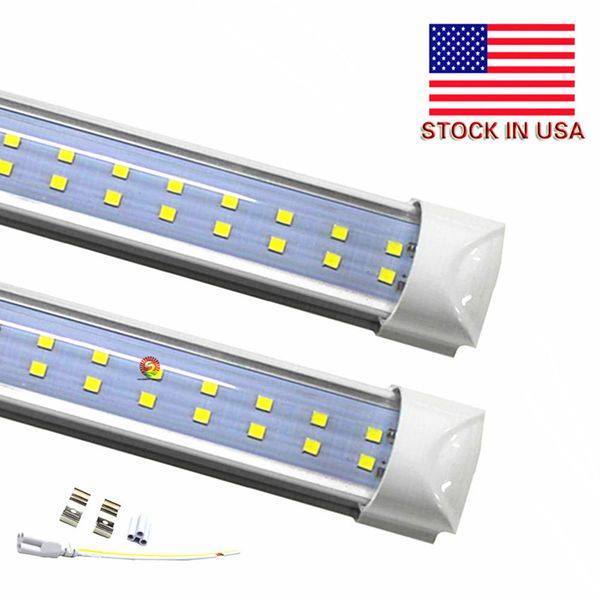 25er-Pack 72 W T8 LED-Röhre, 8 Fuß, zweireihig, integrierte Leuchtmittel, 2400 mm, 2,4 m, AC85–265 V, 7200 lm, LED-Ladenleuchte