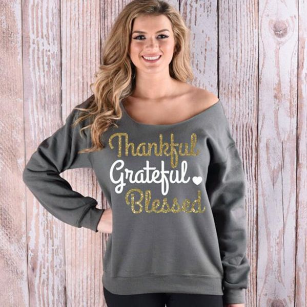 

thankful letter jackets christmas printed hoodies women casual loose coat long sleeve sweatshirt fashion pullover, Black;brown