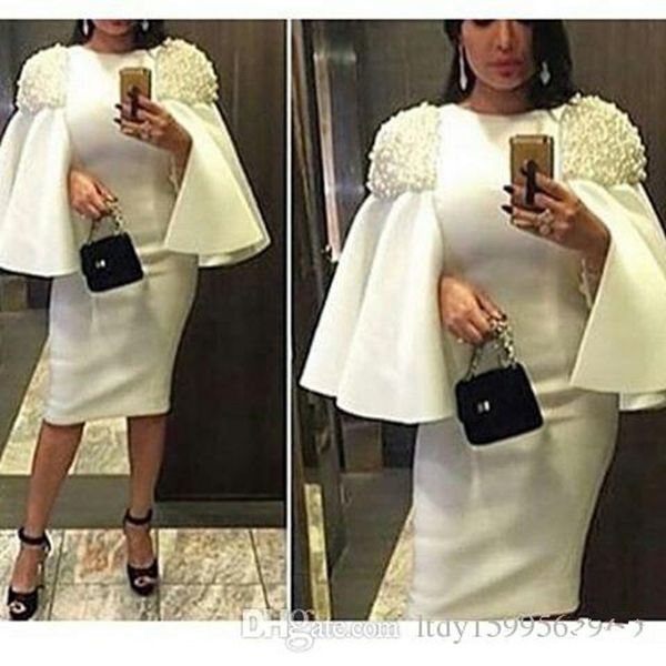 

2020 new arabic half sleeves cocktail dresses beaded knee length evening gowns formal party pageant holiday wear fast shipping 408, Black;red