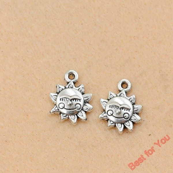 

80pcs tibetan silver tone made with a smile sun charms pendants fashion jewelry diy jewelry findings 16x12mm jewelry making, Bronze;silver
