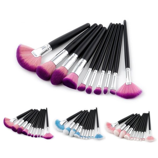 Novo Kabuki Escova Set 10 pcs Professional Makeup Brushes Conjuntos de Ferramentas Make Up Brushes Pincel Cosméticos Completo Sombra Lip Face Em Pó Escova Kit