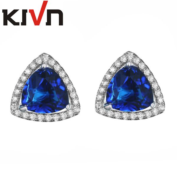 

KIVN Fashion Jewelry Red Triangle Luxury CZ Cubic Zirconia Wedding Bridal Stud Earrings for Women Birthday Gift