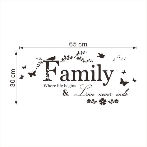 Großhandel Familie Liebe Endet Nie Zitat Vinyl Wall Decal Wand