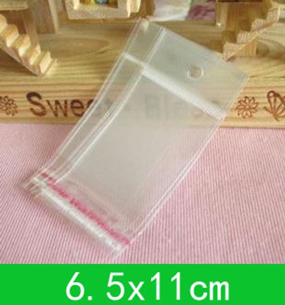 

new hanging hole poly bags (6.5x11cm) with self-adhesive seal opp bag /poly bag for wholesale + 1000pcs/lot