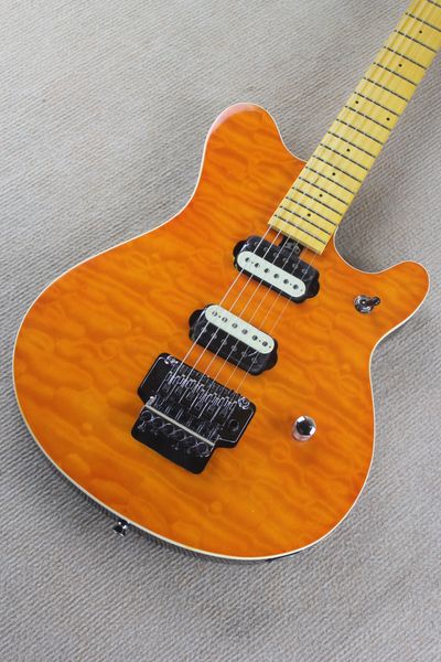 

edward van halen wolf music man ernie ball axis orange flame maple electric guitar tremolo bridge back cover in stock