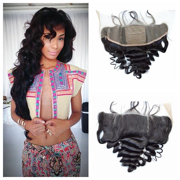 

100% человеческие волосы индийские свободные волны шелковые кружева фронтальная з