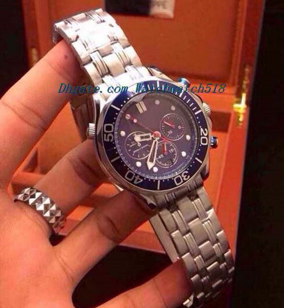

luxury watches stainless steel bracelet professional chronometer 300m diving (james bond watch) men's sports wrist watches, Slivery;brown