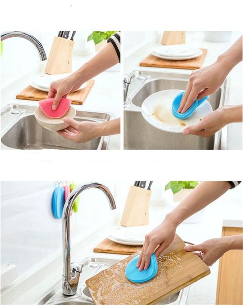 

magic silicone dish bowl cleaning brushes scouring pad pot pan wash brushes cleaner kitchen