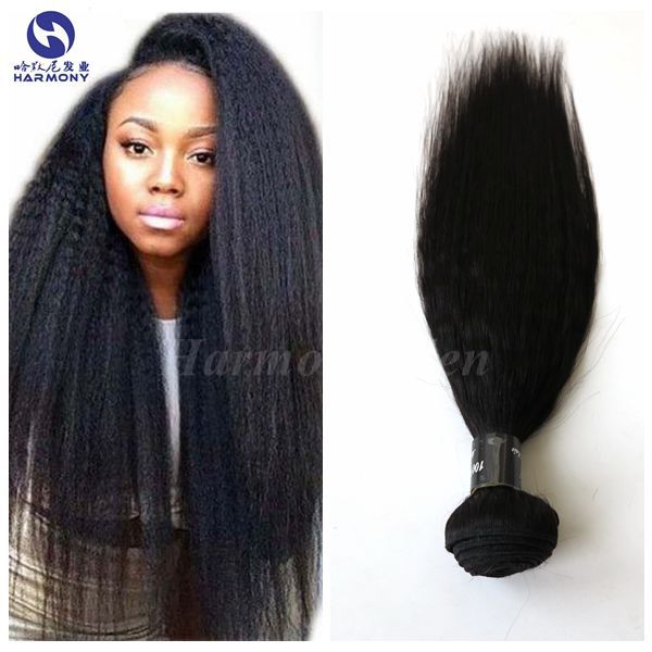 Mongol kinky em linha reta 3 pcs Cabelo Humano Tecer Grosso Yaki Pacotes Italiano Yaki Kinky Tecer Reto Extensão Do Cabelo Virgem