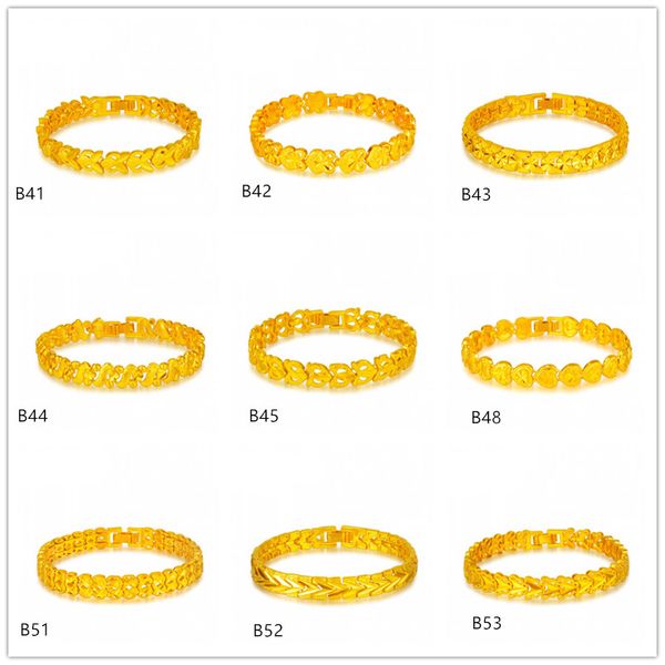 

v shape lace circular section yellow gold bracelets 6 pieces mixed style gtkb7 online for sale fashion women's 24k gold bracelet, Black