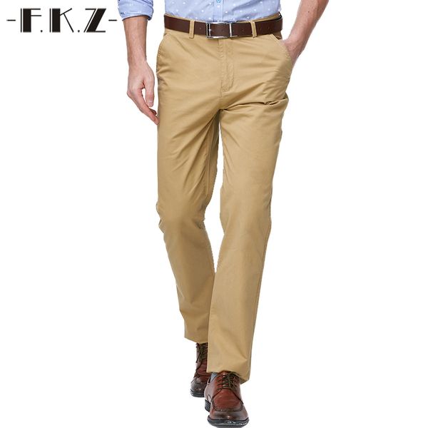 

wholesale- fkz fashion khaki long pants male designer brand cotton straight leg stretch men's business dress pants casual fashion gnp23, Black