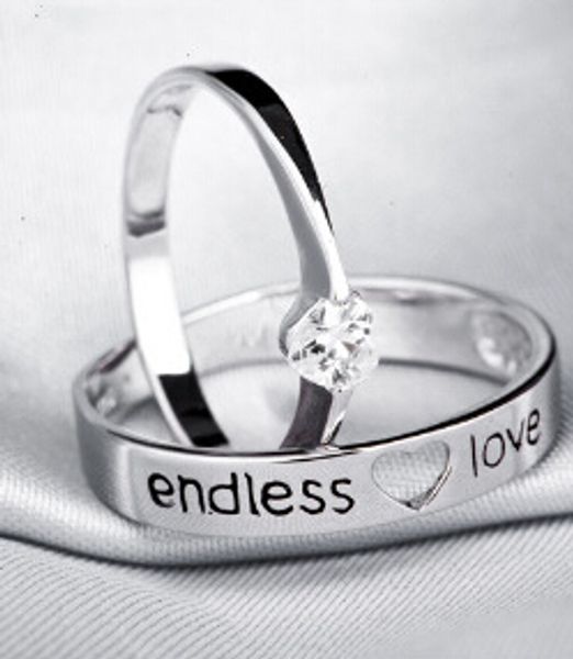 

endless love wedding gemstone rings couple rings sale good quality gift wholesale dhl ing, Golden;silver