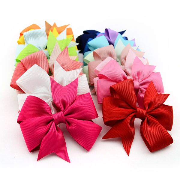 

DHL 200pcs Bowknot hairpin 3 inch Barrettes grosgrain ribbon hair bows 20 colors children hair accessories baby hairbows girl hair clip
