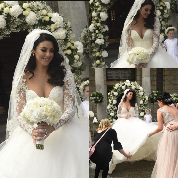 

2018 скромные длинные рукава милая свадебные платья для пляжный сад элегантный невеста кружева свадебные платья свадебные платья новый, White