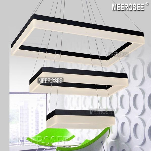 

modern rectangle led chandelier light fixture pendant lamp gold and black acrylic suspension drop light for pendant